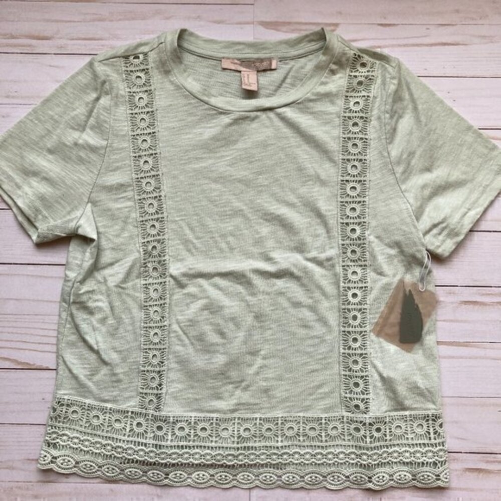 Forever 21 Pastel Green Lace Slightly Cropped Top Sz M NWT